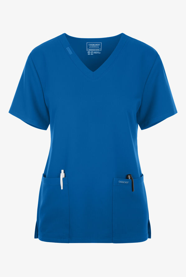 Cherokee Workwear Originals Ultra Women's 2-Pocket V-Neck Scrub Top - Royal - 1