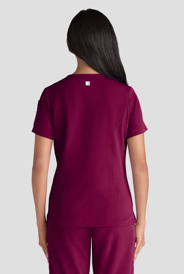 ReSurge Diamond Women's 3-Pocket V-Neck Tuck In / Wear Out Scrub Top - Wine - 2