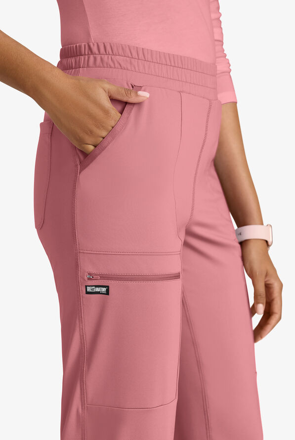 Grey's Anatomy by Barco Knit STRETCH Momentum Women's 6-Pocket Cargo Scrub Pants - Canyon Pink - 2