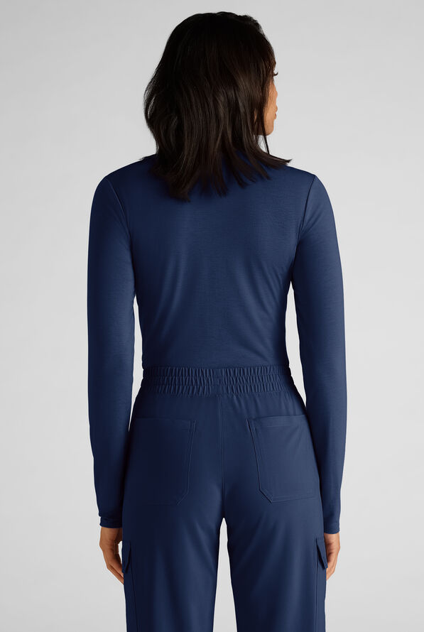 Easy STRETCH Cate Women's Long Sleeve Knit Underscrub - Navy - 4