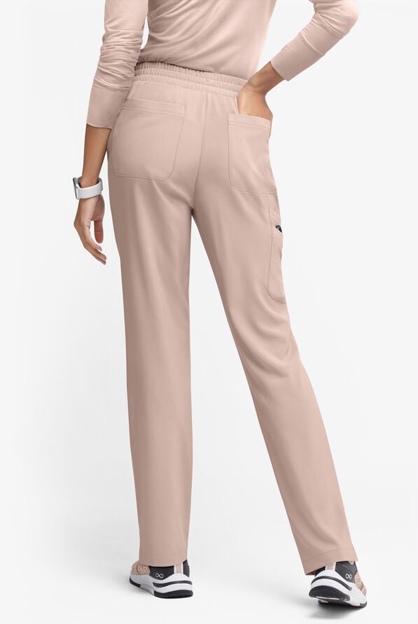 Easy STRETCH Naya Women’s Natural Waist 6-Pocket Straight Leg Scrub Pants - Mocha Meringue/Autumn Coral - 5