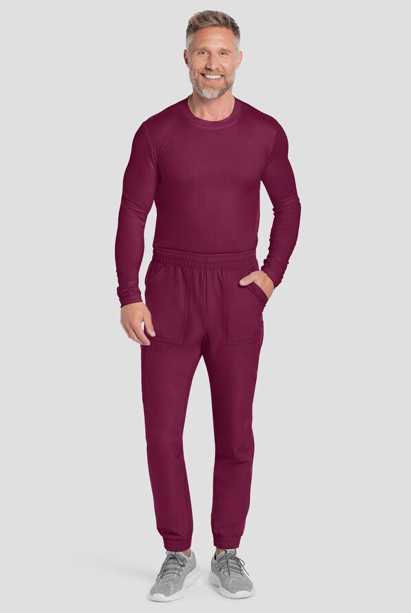 Pantal&oacute;n m&eacute;dico Cherokee Workwear Originals Ultra estilo cargo jogger con frente plano y 5 bolsillos para hombre - Wine - 3