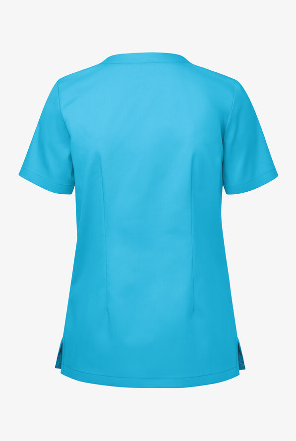 Butter-Soft STRETCH Women's 3-Pocket Welt V-Neck Scrub Top - Turquoise - 2