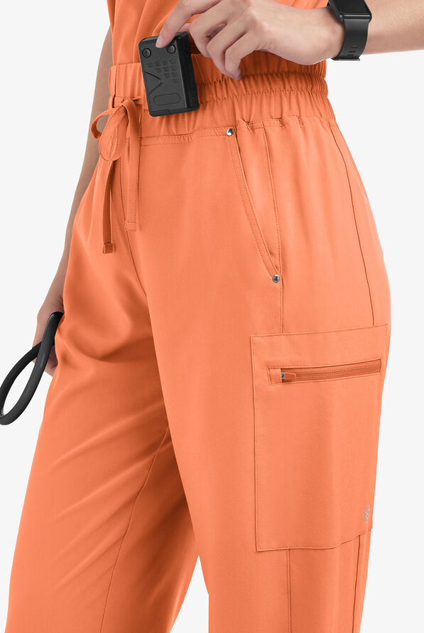 Easy STRETCH Ellie Women's 5-Pocket High Waisted Wide Leg Scrub Pants - Tall - Coral Haze - 2