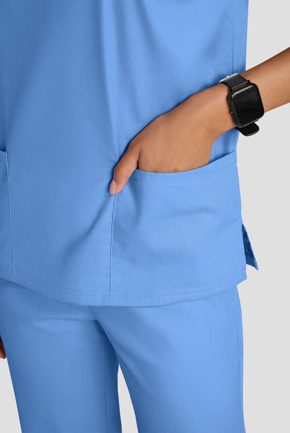 Conjunto de uniforme m&eacute;dico Strictly Scrubs con 4 bolsillos para mujer - Ceil Blue - 4