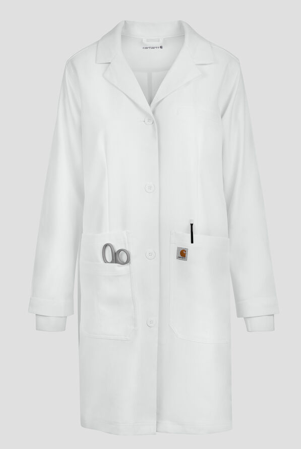 Bata de laboratorio Carhartt Performance Layers de 38" de largo con 6 bolsillos para mujer - White - 1