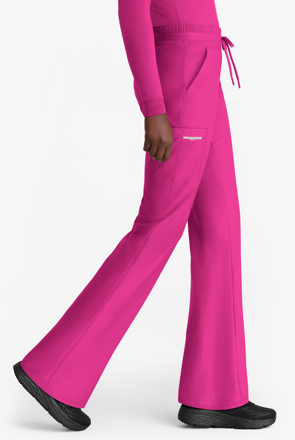 Skechers by Barco Slip-ins Reach Women's 4-Pocket STRETCH Slim Cargo Straight Leg Scrub Pants - Deep Magenta - 4