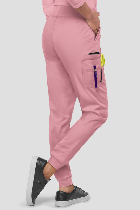 Butter-Soft STRETCH Women's 5-Pocket Cargo Jogger Scrub Pants - Cosmo Pink - 4