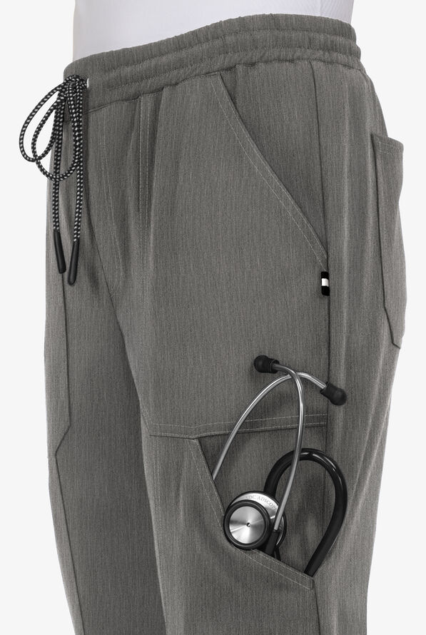 koi Next Gen Good Vibe Women's 7-Pocket STRETCH Jogger Scrub Pants - Heather Grey - 3