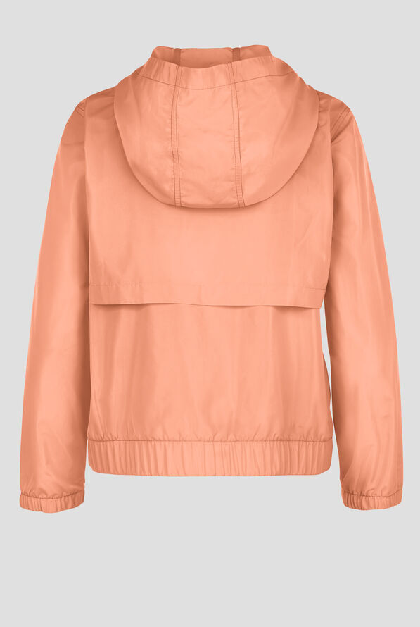 Med Couture Amp Women's 3-Pocket Hooded Zip Front Convertible Windbreaker Scrub Jacket - Coral Fusion - 2