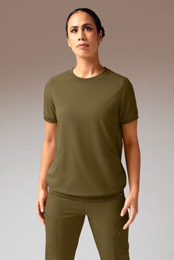 Hypothesis Kentica Crew Women’s 4-Pocket Scrub Top - Dark Moss - 1