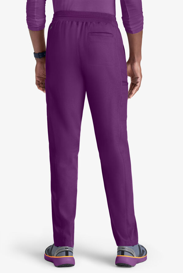 Grey's Anatomy by Barco Spandex STRETCH Hudson Men's 6-Pocket Slim Straight Cargo Scrub Pants - Eggplant - 2