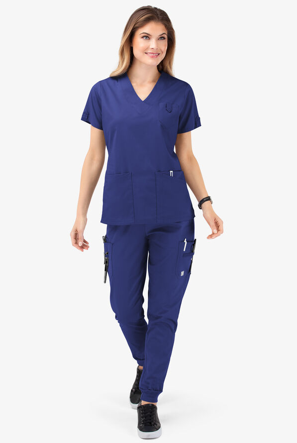 Butter-Soft STRETCH Women's 6-Pocket V-Neck Scrub Top - Galaxy - 2