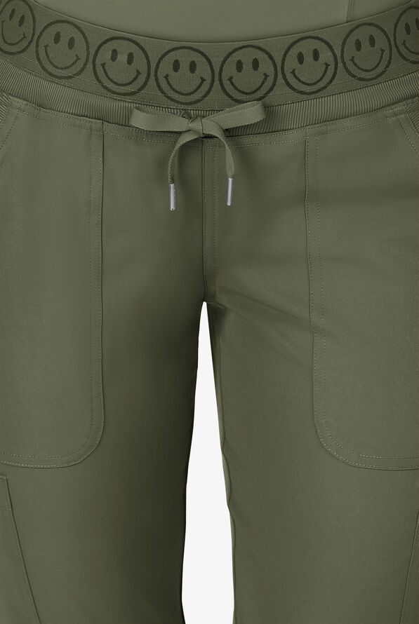 Pantalón médico Zavate Ava Therese STRETCH Smiley Face estilo cargo jogger con cintura elástica y 6 bolsillos para mujer - Olive - 2