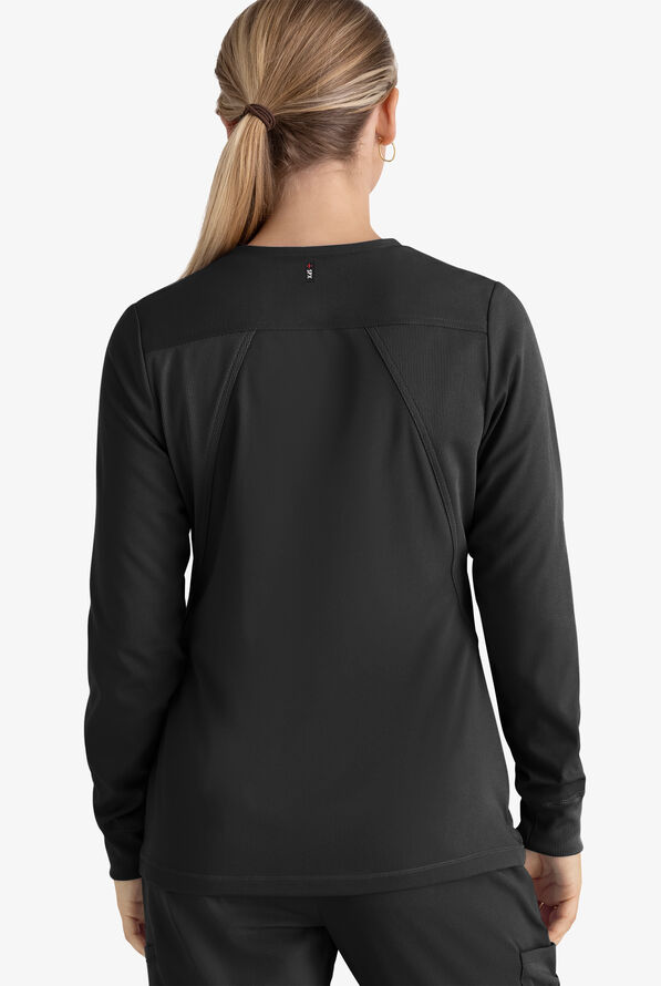 Grey's Anatomy by Barco Spandex STRETCH Gianna Women's 5-Pocket Zip Front Scrub Jacket - Black - 4