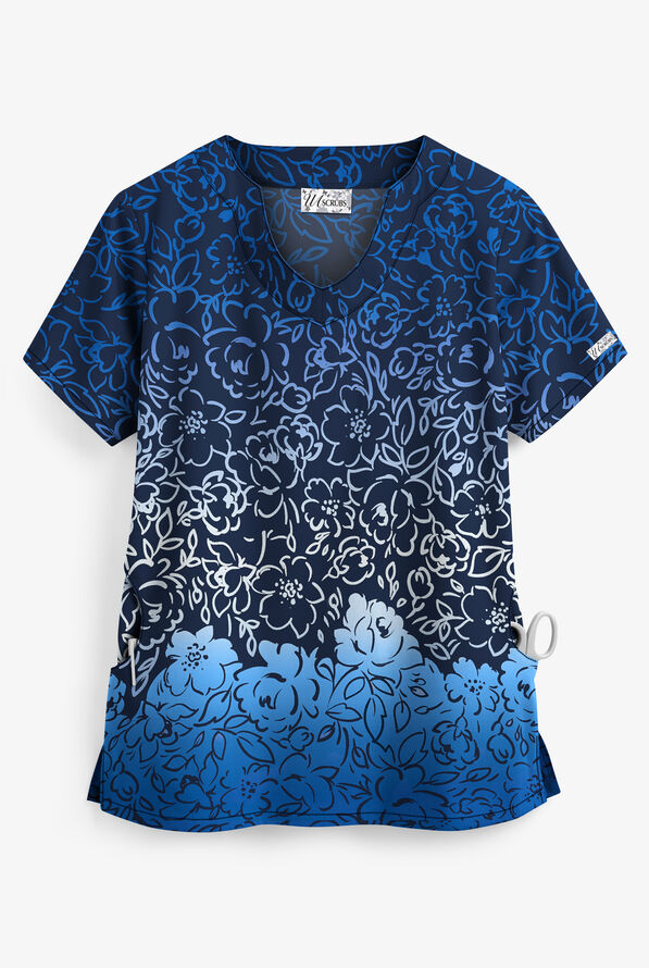 UA Cascading Gradient Navy Women's 2-Pocket Scallop Neck Print Top - null - 1