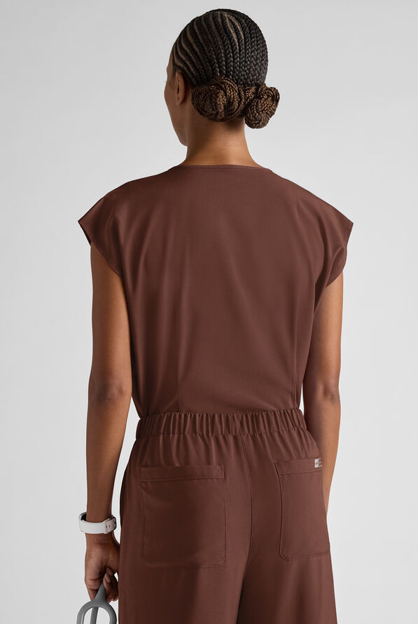 Easy STRETCH Women's Dolman Sleeve Crew Neck Scrub Top - Double Espresso - 7