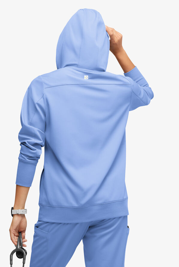 Sudadera médica con capucha ReSurge Jasper con mangas largas y 4 bolsillos para mujer - Ceil Blue - 4