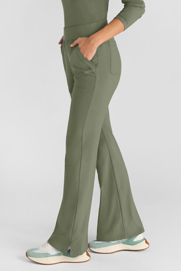 Easy STRETCH Sydney Women's Flare Leg Scrub Pants – 2-Piece Jumpsuit Bottom - Olive Leaf - 1