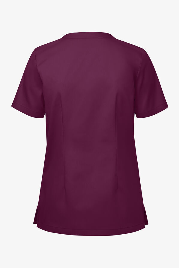 Blusa médica UA Butter-Soft STRETCH con cuello en V y 3 bolsillos de ojal para mujer - Wine - 2