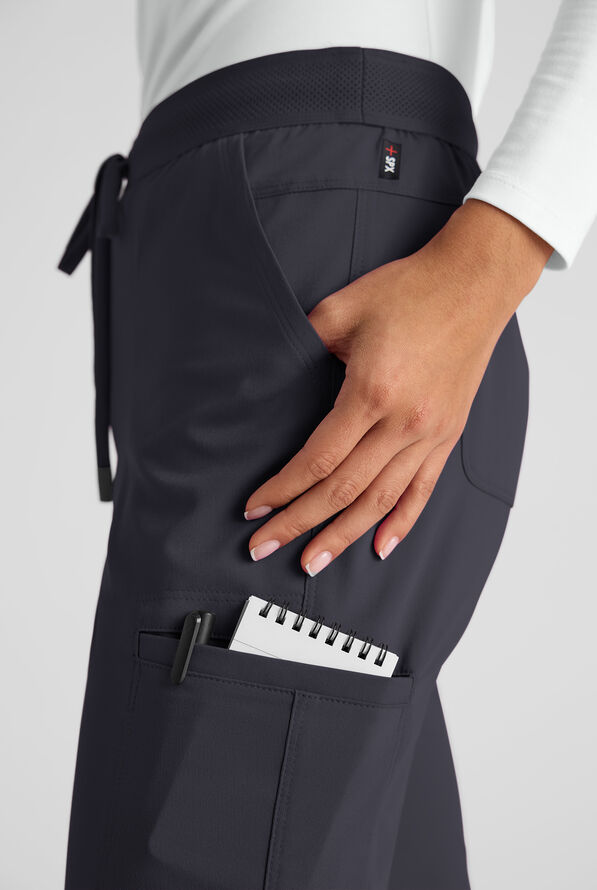 Grey's Anatomy by Barco Emerge Rylee Women's 6-Pocket STRETCH Mid Rise Jogger Scrub Pants - Steel Gray - 4