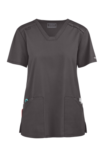 Blusa m&eacute;dica Cherokee Workwear Professionals Active con cuello en V y 4 bolsillos para mujer Exclusiva de UA