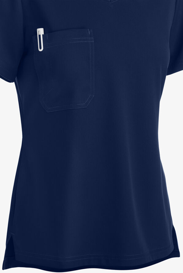 Grey's Anatomy by Barco Spandex STRETCH Bree Women's 1-Pocket Tuck In Scrub Top - Indigo - 3