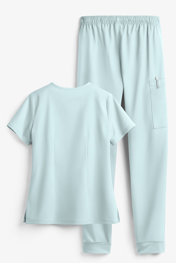 Tafford Active STRETCH Women's 5-Pocket Jogger Scrub Set - Ocean Mist - 2