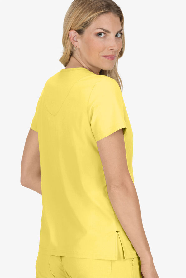 koi Basics Becca Women's 4-Pocket STRETCH V-Neck Scrub Top - Sunshine - 3