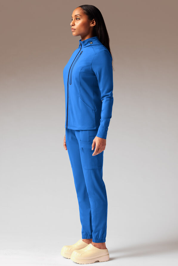 Hypothesis Super-Dermal Women’s Zip Front Multi-Pocket Scrub Jacket - Royal/Navy - 4