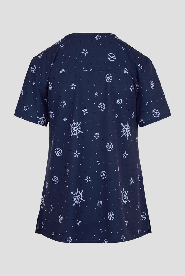 Blusa médica estampada Peanuts Snoopy Christmas by Funscrubs STRETCH con cuello en V y 2 bolsillos para mujer - null - 2