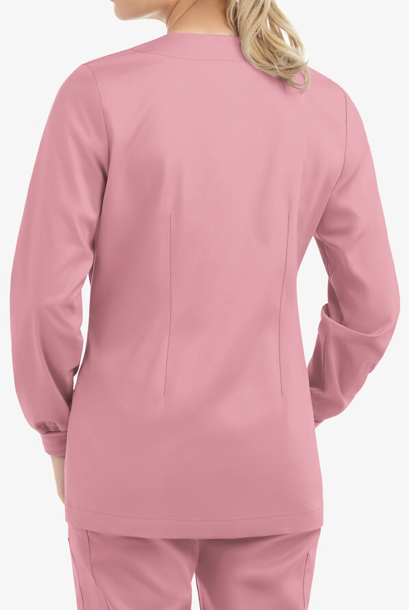 Chaqueta m&eacute;dica manga larga UA Butter-Soft STRETCH con botones a presi&oacute;n y 2 bolsillos para mujer - Cosmo Pink - 4