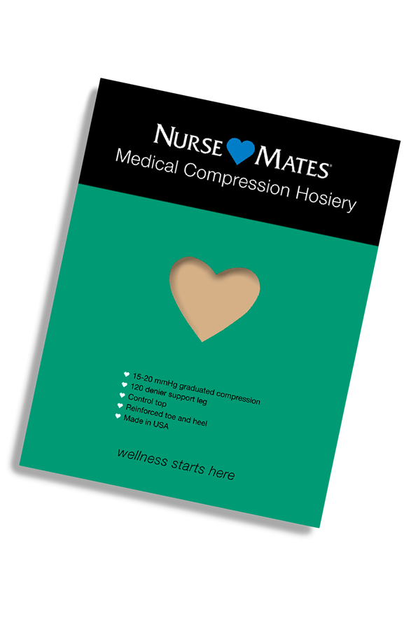 Nurse Mates "Medical Compression" Women's 15-20 mmHg Full Support Pantyhose - Nearly Nude - 1