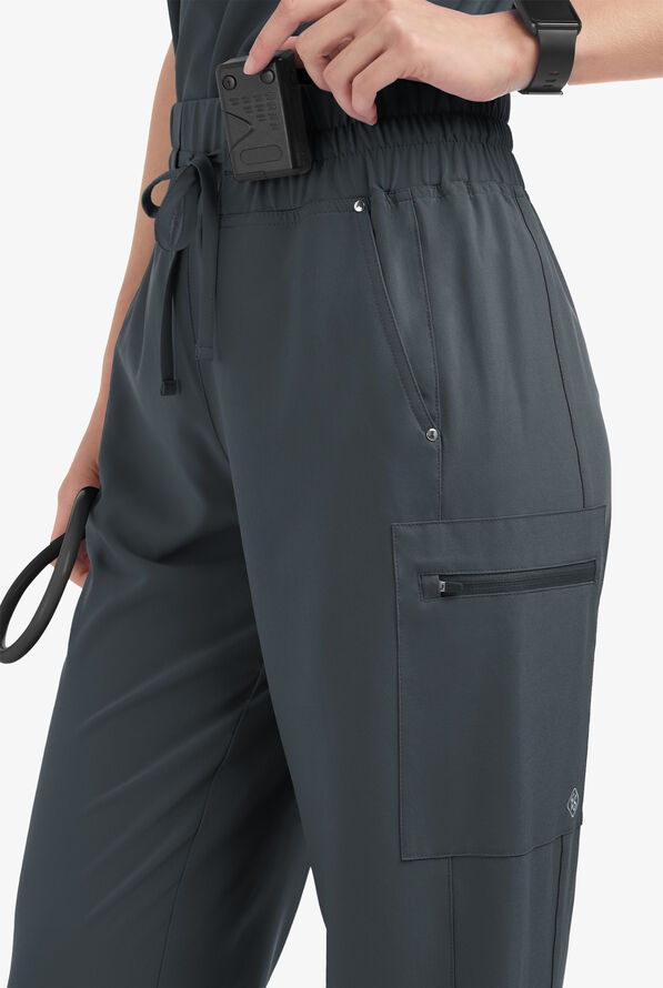 Easy STRETCH Ellie Women's 5-Pocket High Waisted Wide Leg Scrub Pants - Tall - Pewter - 2