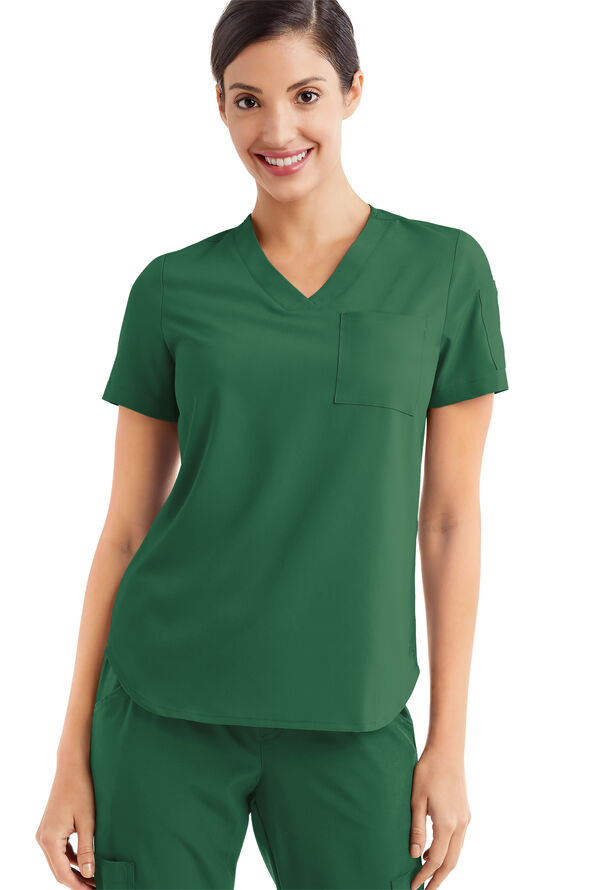 Tafford Active STRETCH Chloe Women's 3-Pocket V-Neck Tuck-In Scrub Top - Hunter - 1