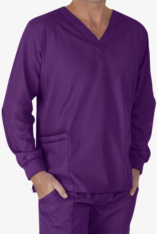 Blusa médica unisex Butter-Soft Core by UA™ con mangas largas y 5 bolsillos - Eggplant - 4