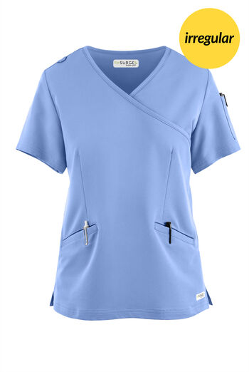 Butter-Soft Women's 5-Pockets Faux Wrap Scrub Top **Slightly IRREGULAR**