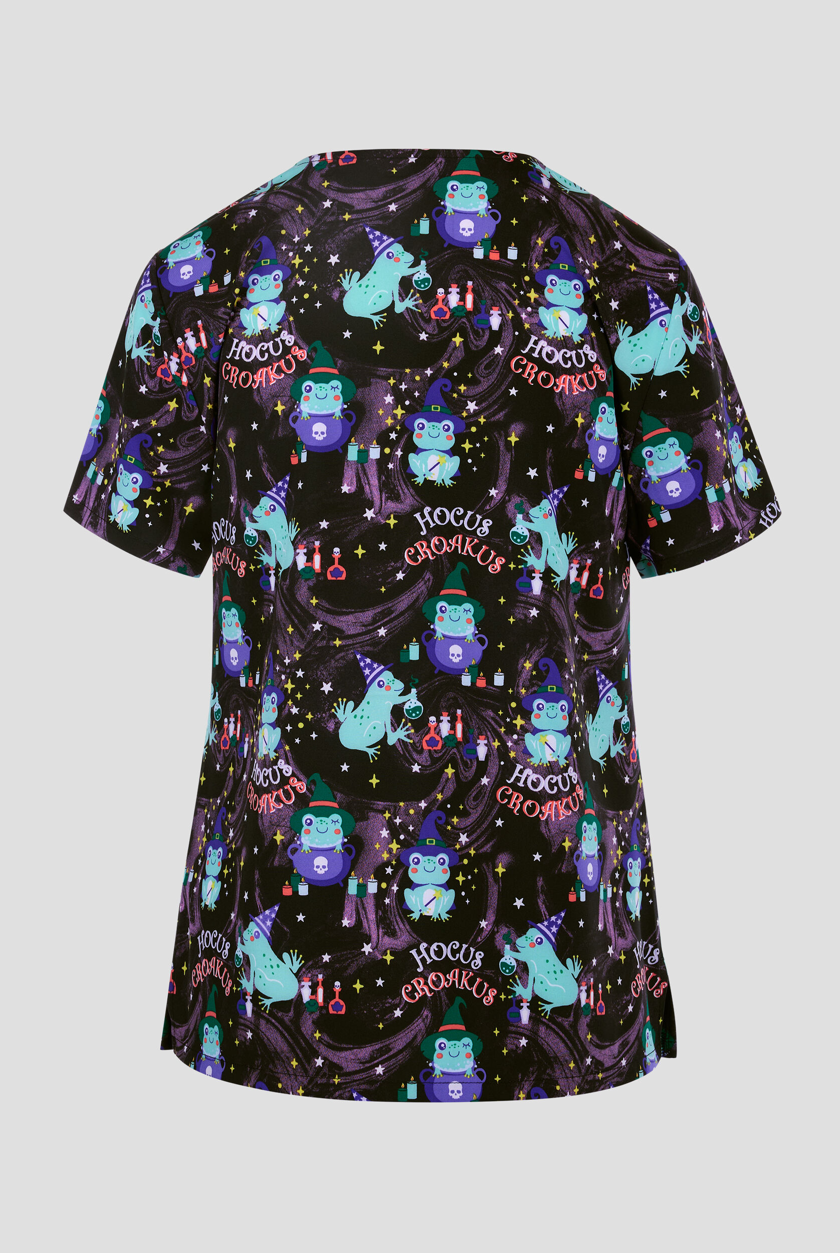 【さつき☁️】 Cherokee Hocus Croakus Women's 2-Pocket STRETCH V-Neck Print