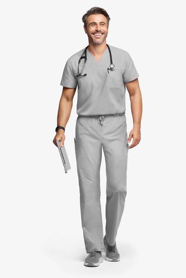 Blusa m&eacute;dica unisx Butter-Soft Originals con cuello en V y 2 bolsillos - Silver - 4