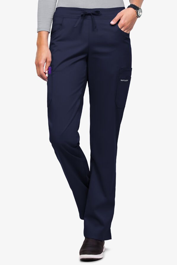 Pantalón médico UA Flex2 STRETCH estilo cargo con 7 bolsillos y frente plano para mujer - Navy - 1