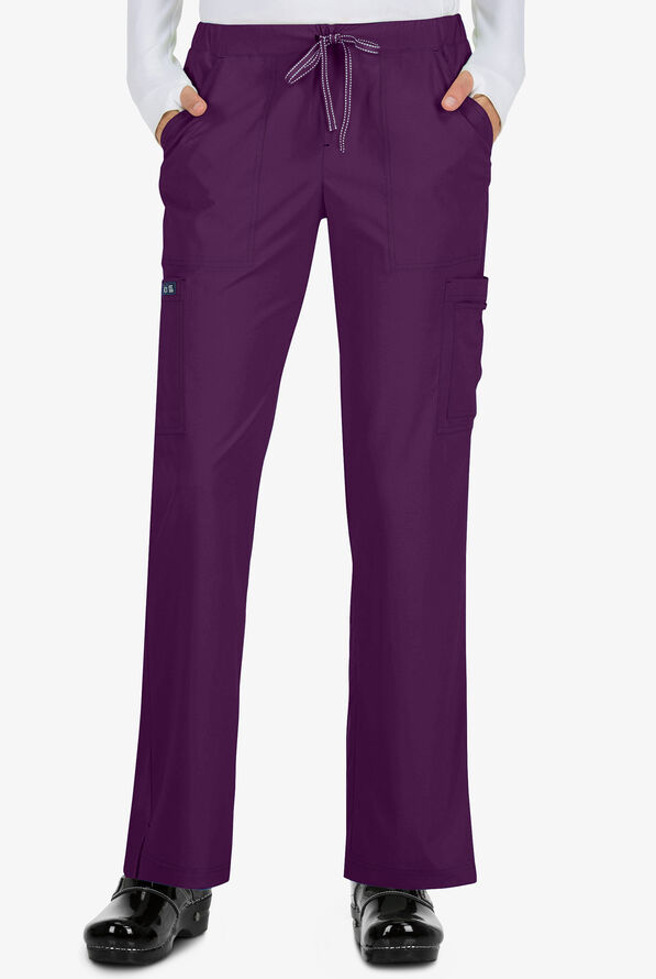 koi Basics Holly Women's 8-Pocket STRETCH Cargo Scrub Pants - Eggplant - 1