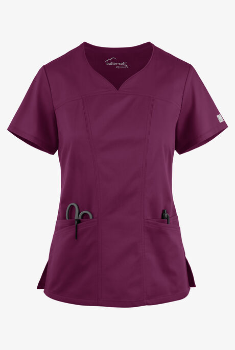 Butter-Soft STRETCH Women's 4-Pocket Sweetheart Neck Scrub Top