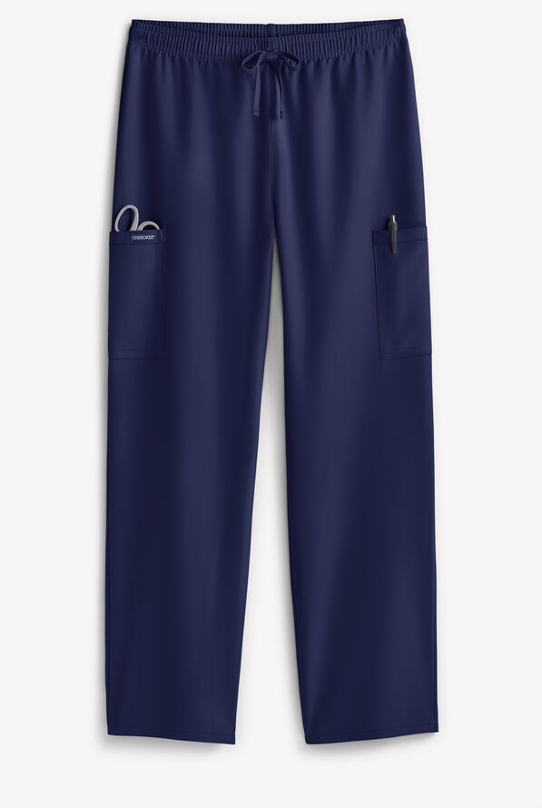 Cherokee Workwear Originals Ultra Unisex 3-Pocket Drawstring Straight Leg Scrub Pants - Navy - 2