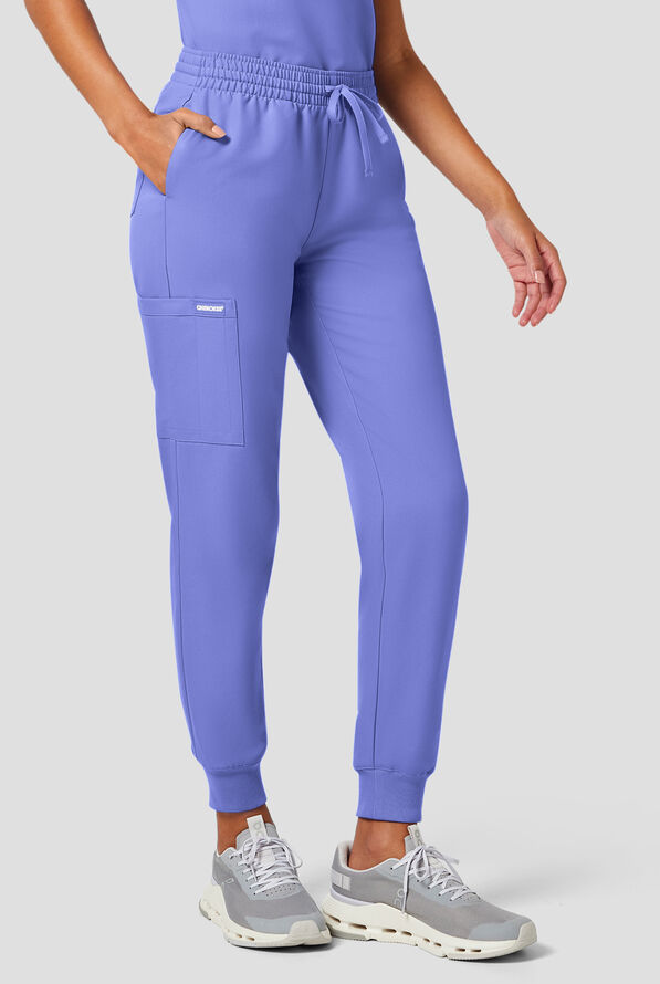 Cherokee Workwear Originals Ultra Women's 5-Pocket Drawstring Jogger Scrub Pants - Ceil Blue - 2