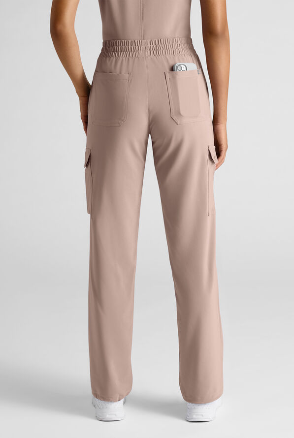 Easy STRETCH Ayo Women's 10-Pocket Cargo Scrub Pants - Petite - Mocha Meringue - 2