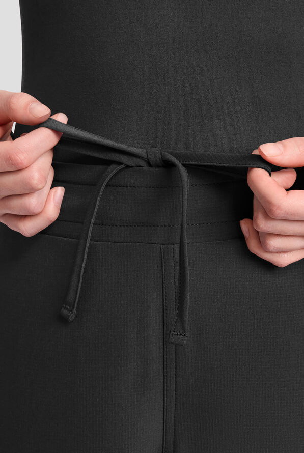 Med Couture Amp Women's 4-Pocket STRETCH Straight Leg Rib-Knit Cargo Scrub Pant - Black - 3