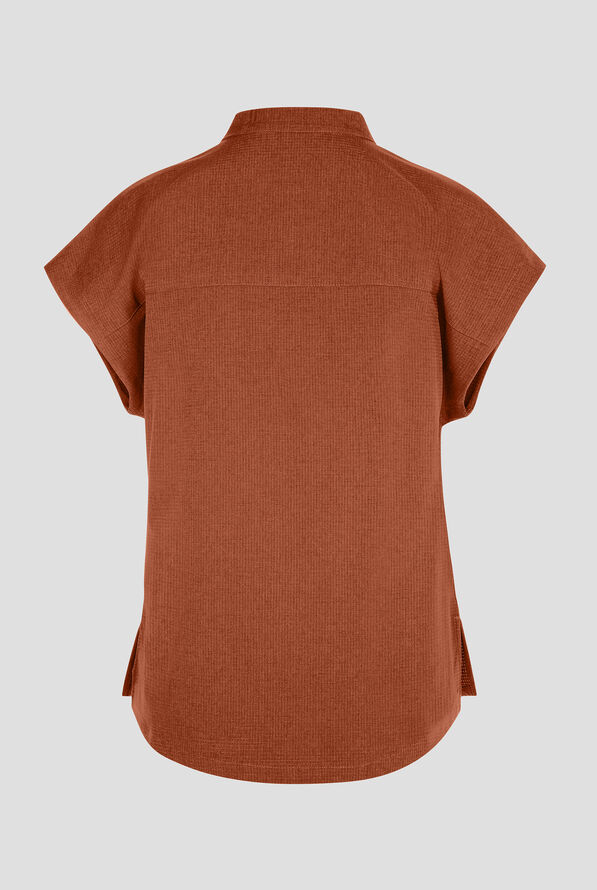 koi Solis Catrin Women's 2-Pocket STRETCH Dolman Sleeve Mandarin Collar Scrub Top - Dark Copper - 3