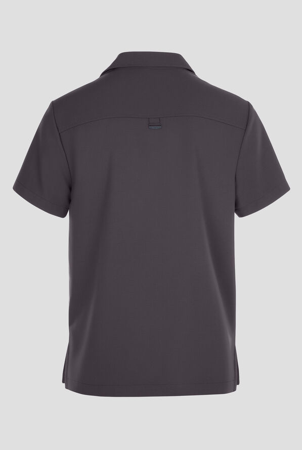 Healing Hands Quest Aidan Men's 3-Pocket STRETCH Shirt Collar Scrub Top - Pewter - 2