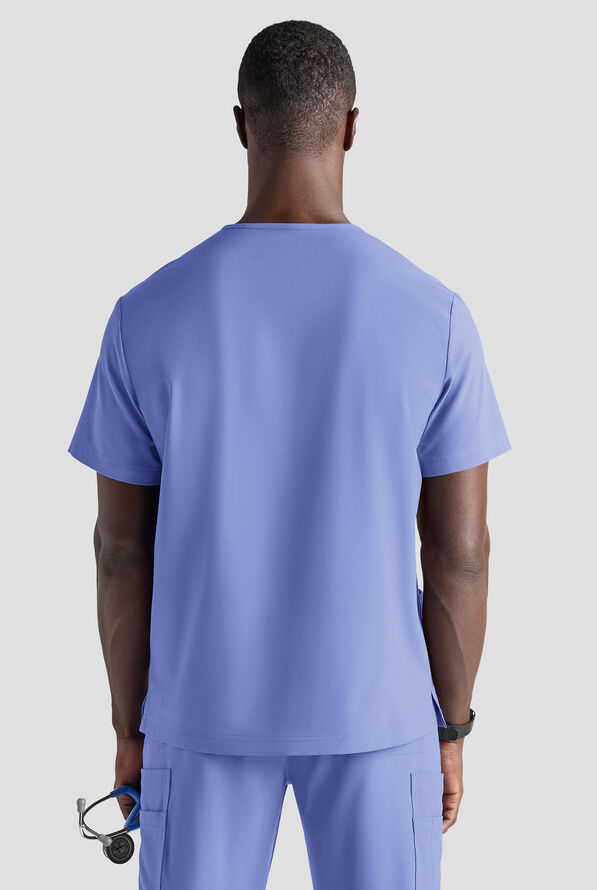 Easy STRETCH Men's 5-Pocket V-Neck Scrub Top - Ceil Blue - 2