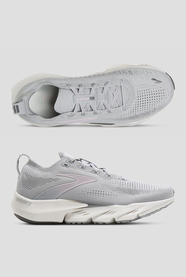 Brooks Women's Glycerin Flex Harbor Mist/Poppy Seed/Pink Athletic Lace Up Shoes - null - 1